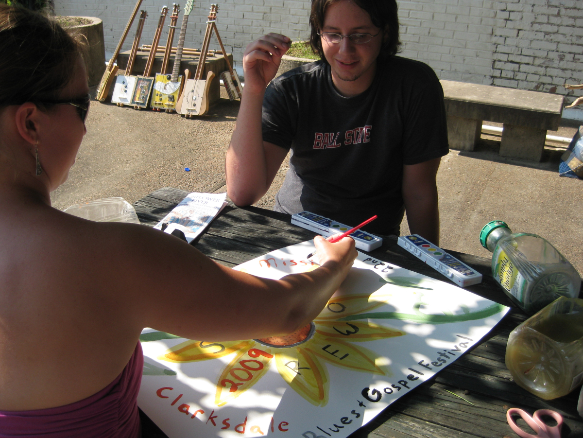 A watercolor station was open for festival-goers to relax and create