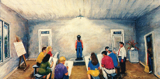 Above: Baptising Right: Dr. Purser's Drawing Class
Photos courtesy of David Magee from his book The Education of Mr. Mayfield: An Unusual Story of Social Change at Ole Miss
